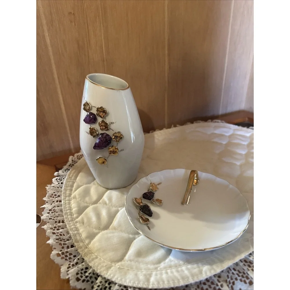 Conco Vintage Hand Painted Grapes & Gold Leaves 